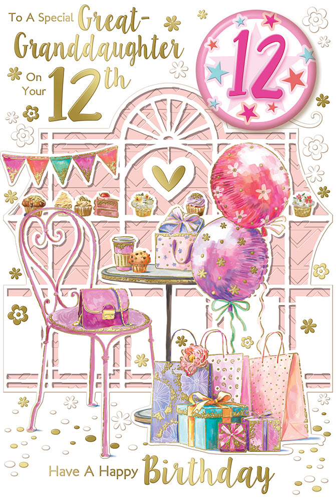 Great Granddaughter 12 Birthday Badged – Cards Delights