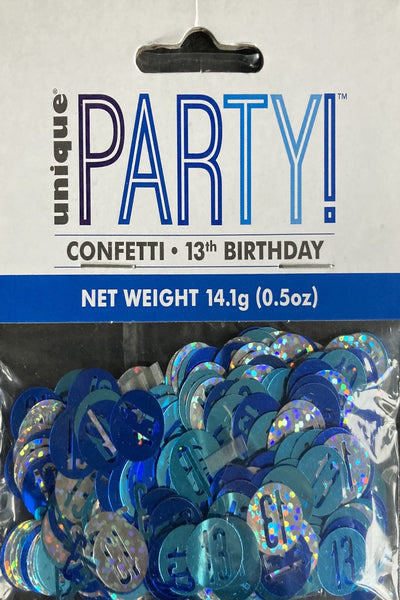 13 blue confetti