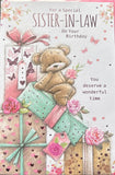 Sister In Law Birthday - Cute Bear On gift Boxes