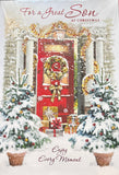 Son Christmas - Large Traditional Red Door And Trees