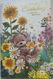 Open Female Birthday - Cute Bear In Flower Patch