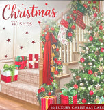 Box Of 10 Christmas Cards - Stairs And Stockings