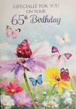65 Birthday Female - Flowers and Butterfly