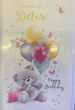 Sister Birthday - Cute Gift Box & Balloons