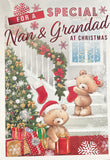Nan & Grandad Christmas - Cute Bears And Stairs