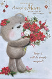Mum Christmas - Cute Bear And Flowers