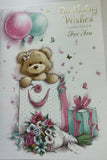 Open Female Birthday - Cute Bear In Gift Bag