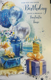Open Male Birthday - Traditional Cake, Balloons & Presents