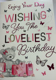 Open Female Birthday - Cute Shopping Bear On Left