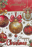Granddaughter Christmas - Traditional Red And Gold Baubles