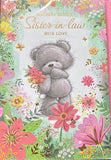 Sister In Law Birthday - Cute Bear And Flowers
