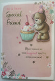 Friend Birthday - Cute Bear Decorating Cupcake