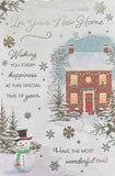 First Christmas In Your New Home - Traditional House And Snowman