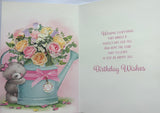 Friend Birthday - Cute Bear Flowers In Blue Watering Can