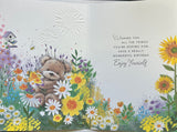 Open Female Birthday - Cute Bear In Flower Patch