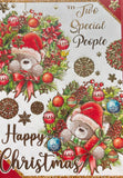 Two Special People Christmas - Cute Bears In Two Wreaths