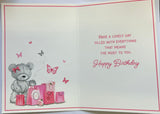 Open Female Birthday - Cute Shopping Bear On Right