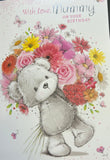 Mummy Birthday - Cute Bear with Flowers