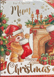 Mum Christmas - Cute Bear And Stocking