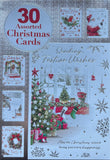 Box Of 30 Christmas Cards - Traditional Silver