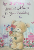 Mum Birthday - Cute Bear Bunch of Flowers