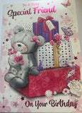 Friend Birthday - Cute Bear Sitting On Pink Presents