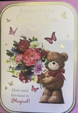 One I Love Birthday -Large Cute bear and flowers