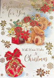 Open Christmas - Cute Bear And Bouquet