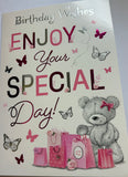 Open Female Birthday - Cute Shopping Bear On Right