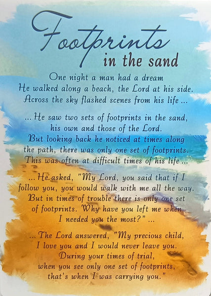 Grave Card Footprints In The Sand