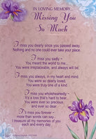 Grave Card Missing you so much Purple Flowers