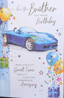Brother Birthday - Blue Car & Balloons
