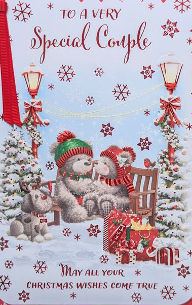 Special Couple Christmas - Cute Bears On Bench