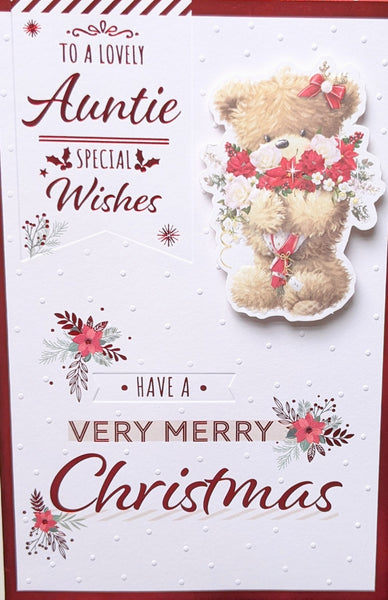 Auntie Christmas - Cute Bear With Bouquet