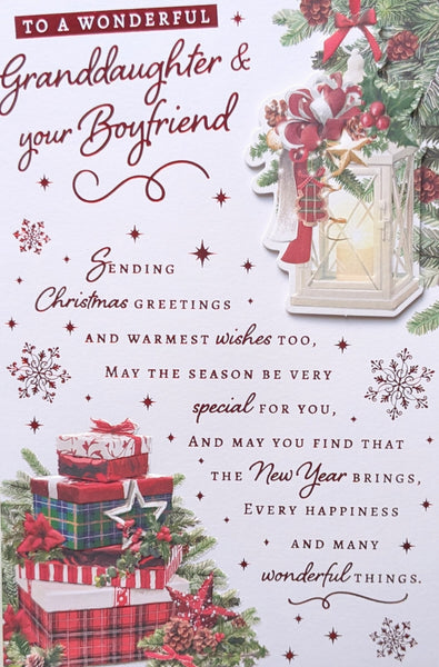 Granddaughter & Boyfriend Christmas - Traditional Lantern & Words