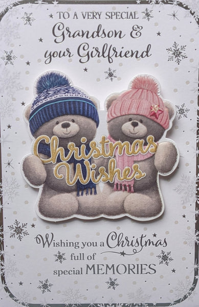 Grandson & Girlfriend Christmas - Cute 2 Grey Bears