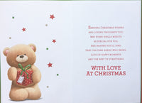 Great Grandson Christmas - Cute Bear Holding Red Gift