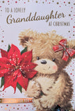 Granddaughter Christmas - Large Cute Bear With Flower