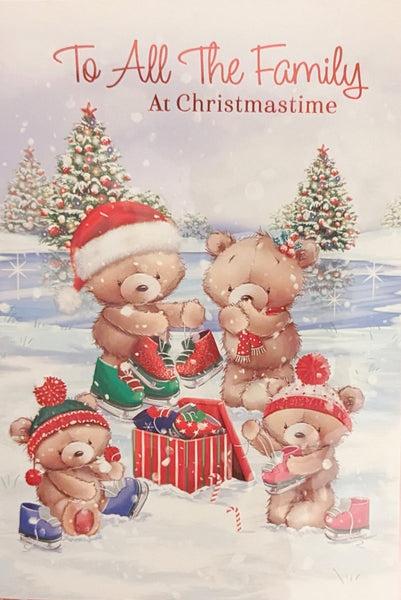 To All The Family Christmas - Cute Bears With Red Box