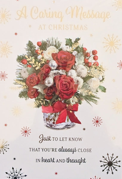 A Caring Message At Christmas - Traditional Bouquet In Middle