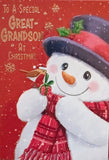Great Grandson Christmas - Snowman With Robin