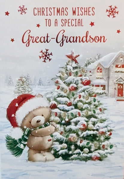 Great Grandson Christmas - Cute Bear With Tree