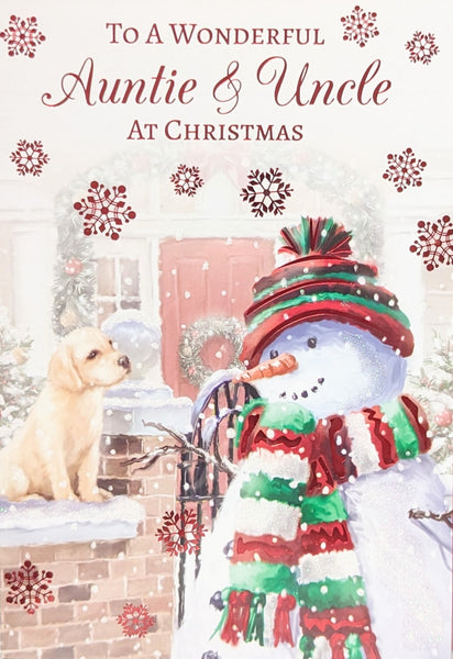 Auntie & Uncle Christmas - Snowman & Dog Wonderful
