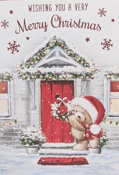 Open Christmas - Cute Bear & Red Door