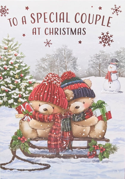 Special Couple Christmas - Cute Bears On Sledge
