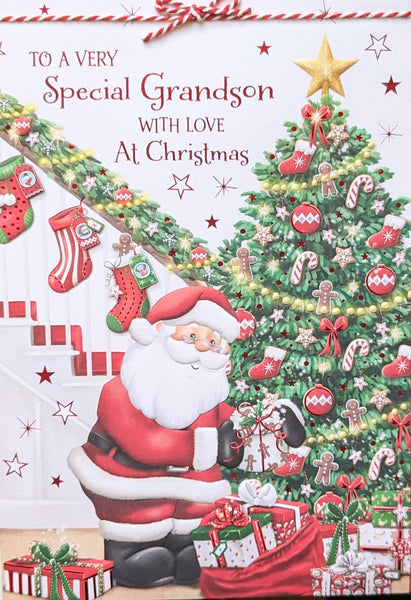 Grandson Christmas - Large Santa & Tree