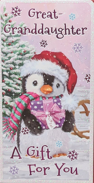 Great Granddaughter Christmas- Money Wallet Cute Penguin