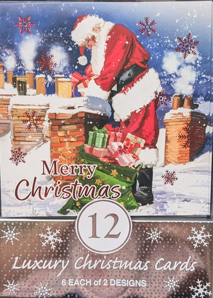 12 Pack Of Christmas Cards - Santa