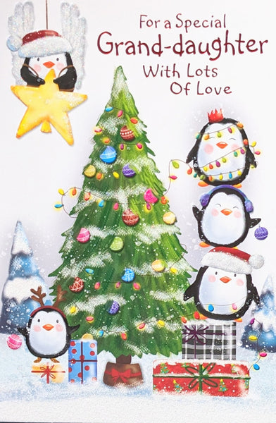 Granddaughter Christmas - Penguins & Tree