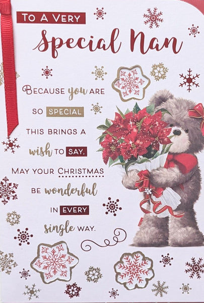 Nan Christmas - Cute Bear With Bouquet